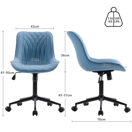 YOUNIKE Chaise Bureau, Fauteuil de Bureau Ergonomique en Cuir PU, Chaise Pivotante Réglable en Hauteur, Chaise Gaming Capacité jusqu'à 136 kg, Chaise de Bureau avec Dossier et roulettes, Bleu