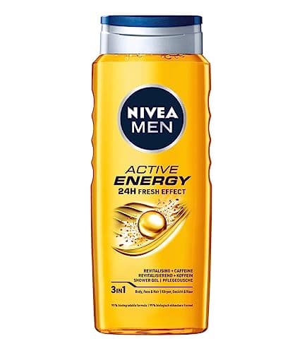 NIVEA MEN Active Energy 3in1 Gel douche énergisant pour hommes avec de la caféine 500 ml