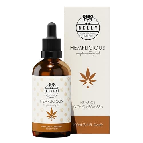 Belly Huile de Chanvre Chien & Chat - 100ml - Pressé à Froid - Riche en Omega 3 6 9, Vitamine E - Sommeil, Anti Stress Chien, Pelage Brillant, Système Immunitaire & Articulation Renforcé