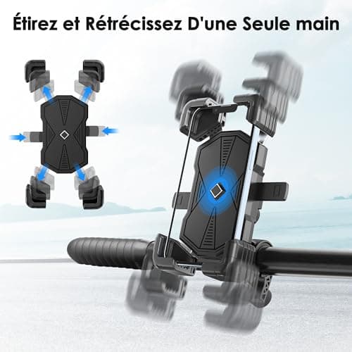 Support Telephone Moto Velo, Porte Telephone Velo, Support Téléphone Vélo à 360° Rotation, Estralia Support Telephone Trotinette Electrique, Scooter, VTT Compatible avec les Téléphone de 5.5'' à 7.0''