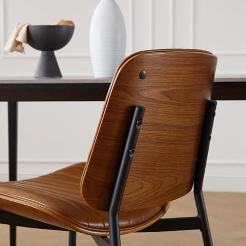 Wahson Chaises de Salle à Manger Lot de 2 Chaise Salle a Manger Cuir PU avec Pied Métal Chaise de Cuisine Moderne avec Dossier, Chaise pour Salle a Manger Confortable, Marron