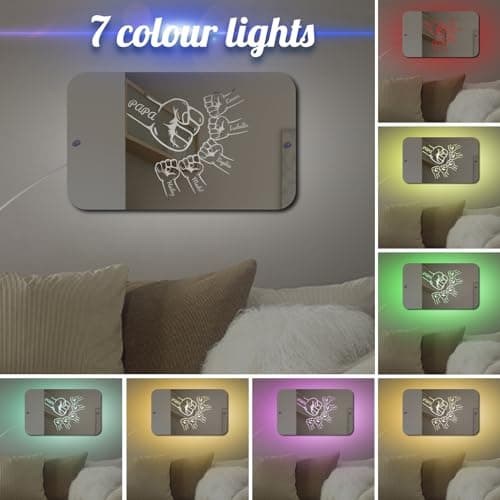 DUOYUN Miroir Personnalisé avec Nom, Miroir Lumineux LED avec Nom Et Photo, DéCoration Murale De Chambre à Coucher, IdéEs Cadeaux pour La FêTe des MèRes/PèRes La Saint-Valentin Un Anniversaire NoëL