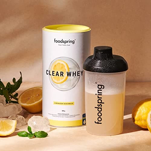 foodspring Clear Whey, Limonade, 480g, Shake protéiné léger et rafraîchissant de Whey Isolate premium.