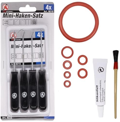 Kit de joints toriques pour valve d'écoulement du groupe de percolation compatible avec Phillips Saeco Spidem Gaggia RI EP HD SM SUP Set 49 + tube 6 g + pinceau + jeu de crochets