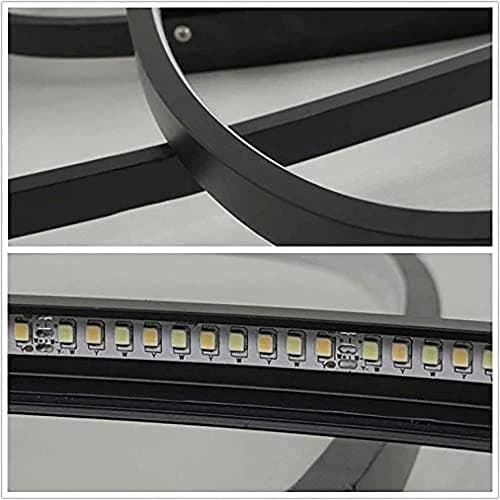 MQW Design Créatif Lustre LED Promise Gradation Télécommande Télécommande Ovale Bureau Couloir Décoration Plafonnier, Lampe De Salon Personnalisée, Noir Et Blanc, 95cm