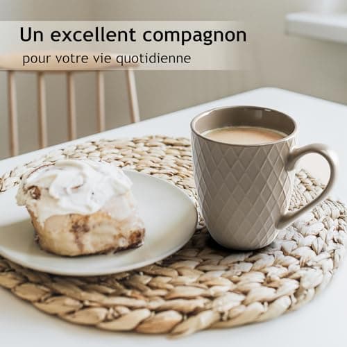 MIAMIO - 6 x 400 ml - Set de tasses à café/tasse - Tasse en céramique moderne Matt - Tasse à café grande taille - Collection Palmanova (Beige)