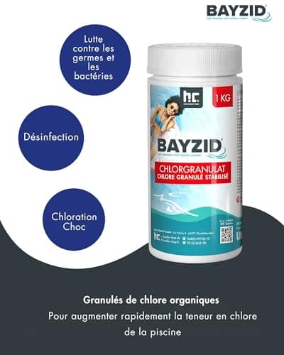 Höfer Chemie 1 x 1 kg BAYZID Granulé de Chlore Choc pour Piscine – Hautement Efficace, Rapidement Soluble, Désinfection Ultra-Rapide pour Une Eau Propre et Hygiénique