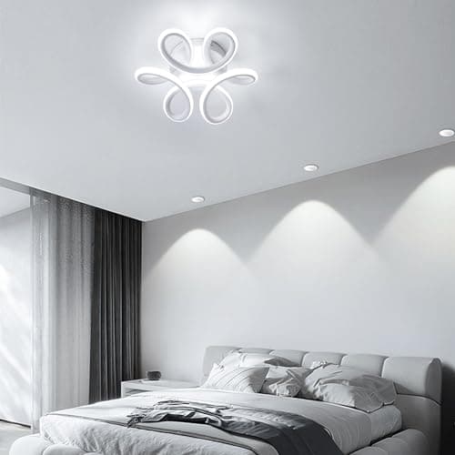 Dorlink Plafonnier LED Fleur, 22W 1980LM Luminaire Plafonnier Petit, Lampe de Plafond LED Moderne, Plafonnier Salon Blanc, 6500K Blanc Froid Plafonnier Chambre, Couloir, Cuisine, Ø24CM