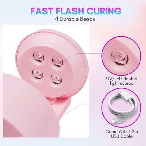 MAKARTT Lampe à Ongles LED Mini,Séchoir à Ongles 5W gel Nail UV light, Gel Vernis à Ongles Extension Gel Nail Light Solidification Light, voyage gel Nail LED Light Valentine fête des mères cadeau