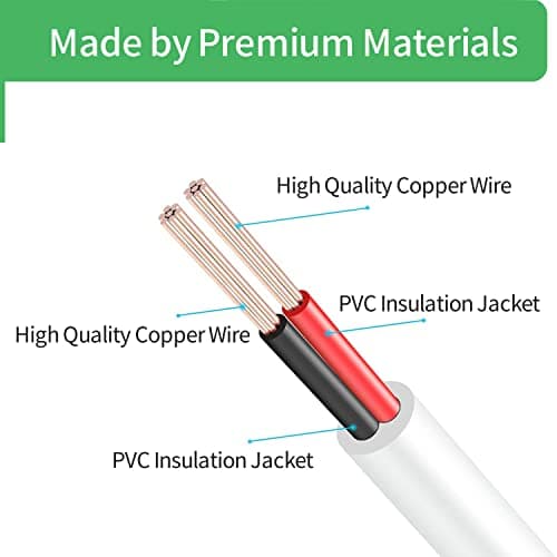 Lonnky Câble d'Extension DC Blanc de 10 Mètres 2,1 mm x 5,5 mm Mâle à Femelle - Câble d'Extension Adaptateur d'alimentation, Compatible avec Caméras de Sécurité CCTV, DVR, Bandes LED, Routeurs