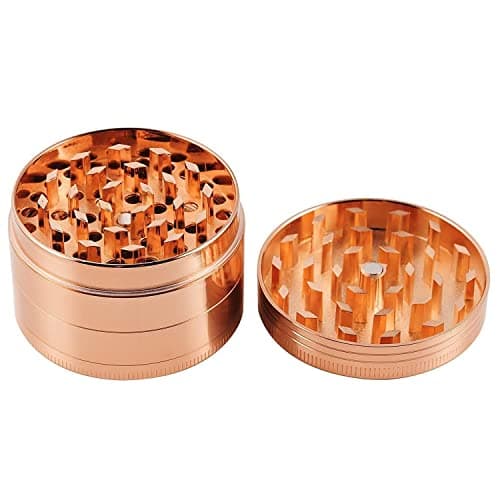 Moulin à épices Impression en couleur, Spespo Herb Moulin Broyeur 2.0"(50mm), Or Rose, Avec Pollen Catcher, Alliage de zinc durable, pour Herbes, Pollen, Fleurs (conception du Cat Woman)