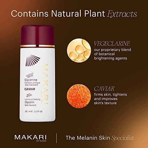 Makari Classic Glycérine Éclaircissante au Caviar 5.1fl.oz – Gel-Crème hydratante et éclaircissante pour le corps – Soins quotidien hydratants anti-âge, cicatrices acnéiques, décolorations et rides