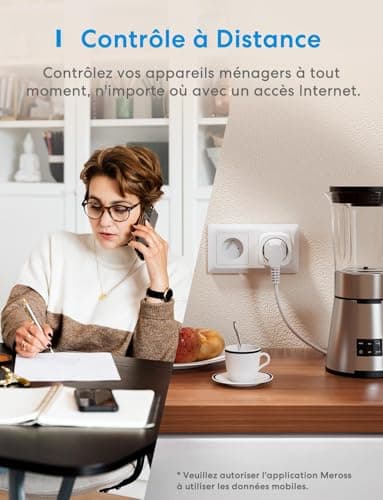 Meross Prise Connectée Matter (FR), 16A Prise WiFi Compatible avec Apple Home, Alexa et Google Home, 2 Prises avec Mesure d'Énergie pour Panneau Solaire Photovoltaïque, Commande Vocale et à Distance