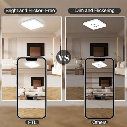 FTL Plafonnier LED 48W,Plafonnier LED Salon Carré Blanc Chaud 3000K,Plafonnier LED Salle De Bain 4370LM,Plafonnier LED Cuisine,Luminaire Plafonnier IP44 pour Couloir,Balcon,Bureau 30x30cm