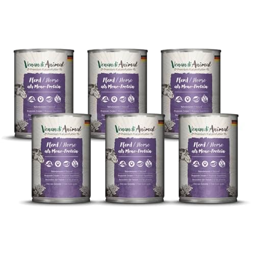 Venandi Animal Pâtée Premium pour Chats, Cheval Seule Source De Protéine, Pâtée, sans Céréales Et À L’état Naturel, Lot De 6 (6 x 400 g)