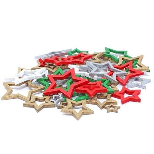 Lot de 50 étoiles de Noël assorties découpées pour loisirs créatifs et scrapbooking