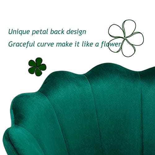 Wahson Fauteuil en Velours Fauteuil Coquillage avec Pieds Doré, Fauteuil Chambre Confortable Chaise Relax pour Salon/Chambre (Vert)