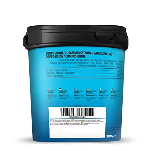 Bodylab24 BCAA Powder 500g, poudre de BCAA hautement dosée, leucine, isoleucine et valine dans un rapport 2:1:1, acides aminés de branche, idéal pour mélanger à un shake de protéines, goût neutre