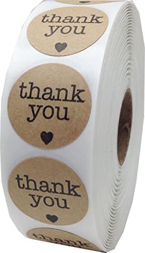 Kraft Naturel Brun Thank You Autocollants, 25 mm 1 Pouce Étiquettes Circulaires 500 Paquet