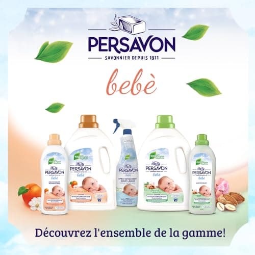 Persavon - Lessive Bébé, à l'Extrait d'Abricot BIO, Hypoallergénique, Peaux Sensibles, Sans Colorant, 33 Lavages - 1500 ml