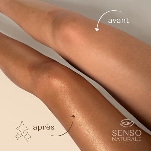 Senso Naturale Bronze Gold Huile Bronzante Corps Solide Illuminatrice Crème pour le Corps Hydratante aux Paillettes Nourrissante et Parfumée pour les Femmes Néroli Crème de bronzage Vitamine E, Karité