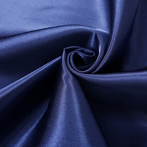 Housse de Couette 200x200cm Satin Unie Bleu Parure de Lit 2 Personnes Adulte Confortable Soie Lisse Literie avec 2 Taies d'oreiller 65x65cm avec Fermeture à Glissière