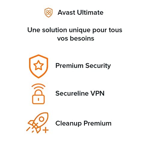 Avast Ultimate 2024 - Pack Antivirus avec Avast Premium Security, Avast SecureLine VPN et Avast Cleanup Premium | 10 appareil | 1 An | PC/Mac | Code d'activation - envoi par email