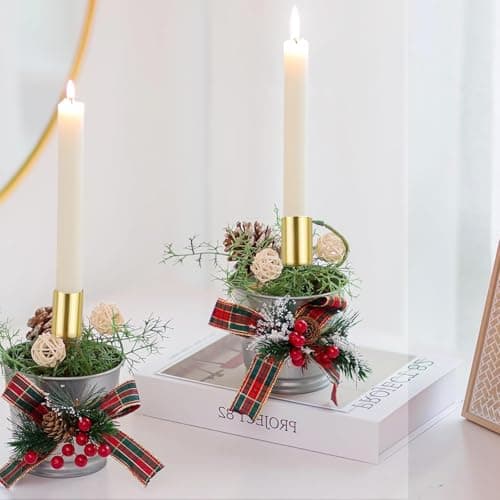 Bougeoirs Noël de l'avent UieaMsio 4 Pièces Doré Bougeoirs en Forme de Couronne de l'Avent Rétro bougeoir pour Couronne de l'avent Support Bougie en Métal pour Decoration Noël