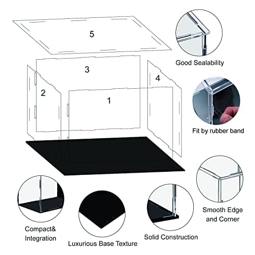 Vitrine en acrylique transparent à assembler - Cube de rangement - Étanche à la poussière - Pour figurines, jouets et objets de collection (25 x 15 x 18 cm)