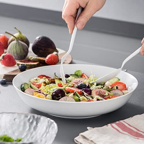 MALACASA Série REGULAR Assiettes à Pâtes en Porcelaine 1200ml, Grand Assiettes Creuses Blanches pour Salade Soupe Pâtes Macaronis, 6 Bols à Pâtes