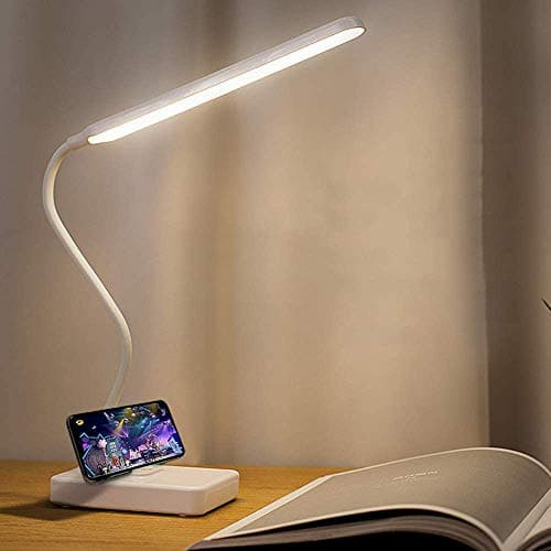 MAYTHANK Lampe de Bureau LED Sans fil Rechargeable USB Batterie 2000mah, Tactile Dimmable Intensité 3 Couleurs Modes, Portable Lampe Lecture Livre Pile de Table Enfant Chambre Chevet