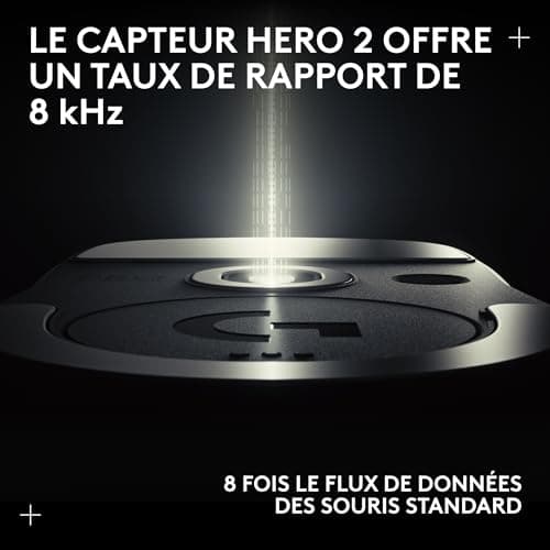 Logitech G PRO X SUPERLIGHT 2, souris gaming sans fil, souris Pro-Grade 60 g avec 5 boutons programmables, capteur 44 000 DPI, taux de rapport 8 kHz, recharge USB-C pour PC/Mac- Noir