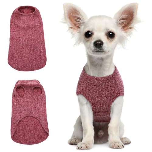 Hjumarayan Pull Chien - Pull Rayé pour Chien Sweat Chien Fin Pull Noel Chien Petite Taille, Vetement pour Chien Pull-Overs pour Chiens, Vetement Chihuahua Yorkshire Terriers (Rouge XS)