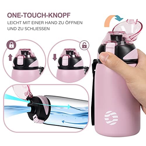 Fjbottle Gourde Isotherme - 400ml/600ml/800ml/1L - Bouteille Isotherme Gourde Inox Bouche Standard, Gourde Sport Étanche, Gourde Enfant sans BPA, pour Sport, Gym, Voyage