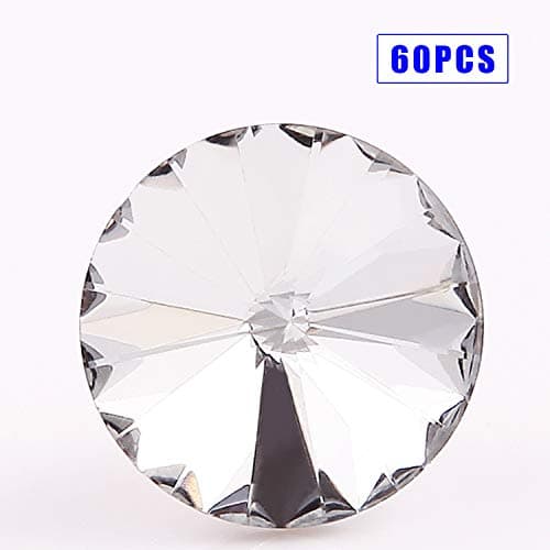 Coolty Lot de 60 boutons en cristal transparent avec boucle en métal pour couture, canapé, lit, tête de lit, loisirs créatifs et décoration (20 mm)