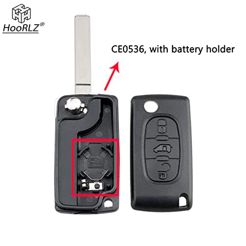 HooRLZ Coque Clé CE0536 Compatible pour Peugeot Partner 107 207 307 407 208 308, Citroen C2 C3 C4 C5 Berlingo Picasso, Boitier Clé Peugeot Partner, TéLéCommande Citroen, Clef Berlingo - 3 Boutons