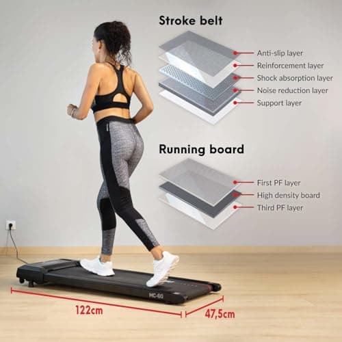 FITFIU Fitness MC-60 Tapis de Course et de Marche pour Dessous de Bureau 6 km/h, Inclinaison Fixe de 5o, Surface de 36 x 100 cm, télécommande, Poids Max 110 kg, pour Marche et Jogging
