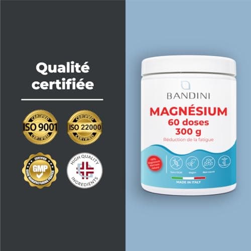 Bandini® MAGNÉSIUM en Poudre 300g | Source de Citrate de Magnesium | Réduction du Stress, Fatigue et Anxiété | Favorise la digestion, soutient os, muscles et memoire | Mag Pure 100% Vegan Sans OGM