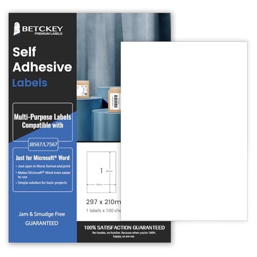 100 feuilles A4 Autocollante Imprimables, Étiquette Pleine Page Blanche Mate 210x297mm Pour Imprimantes Laser et Jet d'encre