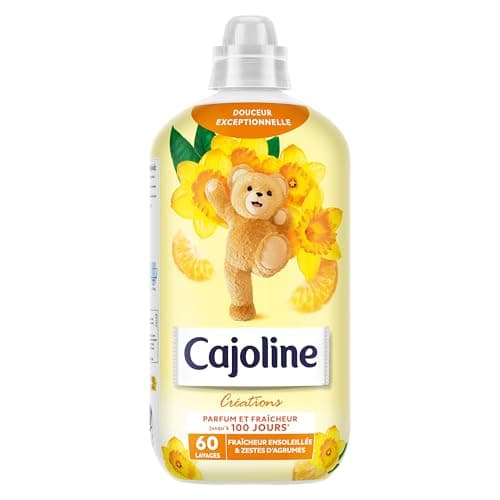 CAJOLINE - Adoucissant en bouteille - 60 lavages - Fraîcheur ensoleillée et zestes d'agrumes - douceur intense et parfum longue durée