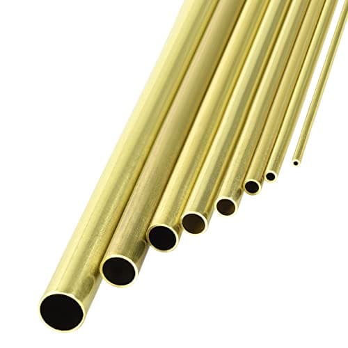 METALLIXITY Laiton Tube (2mm-10mm OD x 0.5mm Mur T x 300mm L) Paquet 8, Tube droit - pour Maison Ameublement, Machines, Bricolage Artisanat