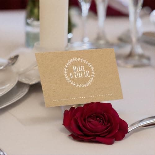 Partycards Marque Place Mariage, Décoration Mariage et Baptême, 50 Pièces A7, Idéal pour Deco Mariage et Marque Place, pour un Mariage Élégant et Raffiné