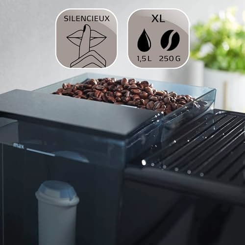 Melitta Avanza Grise, Machine à Café à Grain avec Broyeur et Système d'Extraction des Arômes, Silencieuse, Fonction Easy Cappuccinatore, Mode 1 à 2 Tasses, Automatique, F270-100, 1450W
