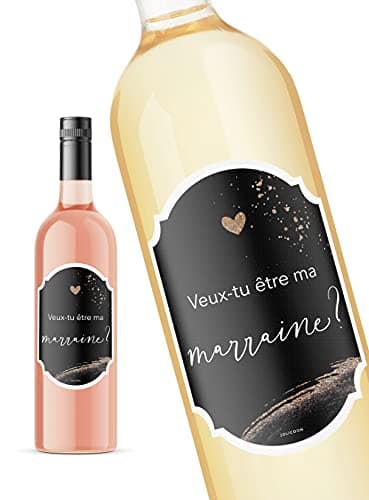 JoliCoon Veux tu Etre ma Marraine - Etiquette Bouteille Marraine - Demande Marraine - Annonce Marraine
