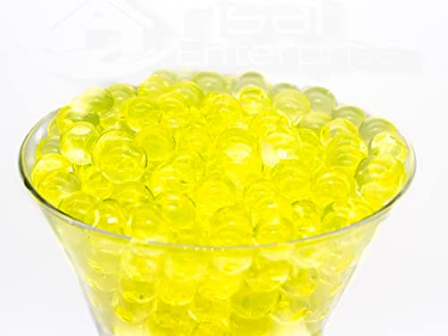 Risai Water Balls, Crystal Gel Beads Perfect for Hydrogel Plants Vase Filler, Centerpiece Silicone Orbs, Non-Toxic Clear Jelly Gems, Growing Bead 600pcs, Yellow 10g