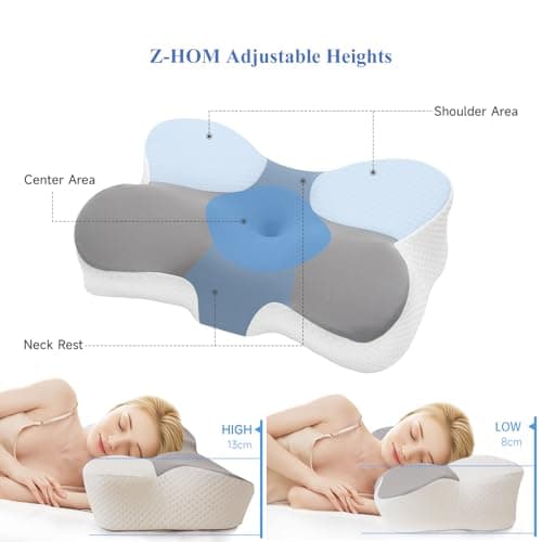 Z-hom Oreiller Memoire Forme, Oreiller Ergonomique Cervical, Idéal pour Dormeurs sur Le Côté, Le Dos et Le Ventre, Taie d'oreiller Lavable Hypoallergénique