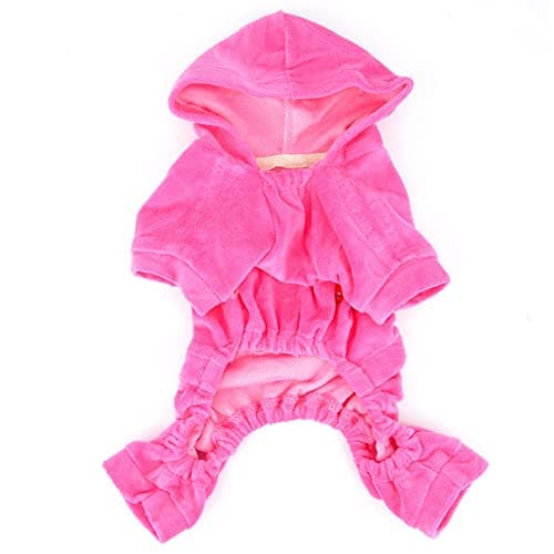 SELMAI Survêtement à capuche pour petits chiens, garçons et filles - Survêtement d'hiver en velours doux avec couronne en strass - Combinaison d'hiver à capuche - Vêtement d'automne pour animaux de