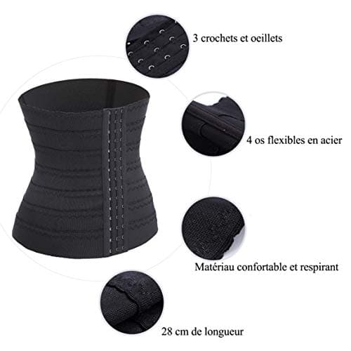 Chumian Gaine Amincissante pour Femme Invisible Ventre Plat Corset Minceur Serre-Taille Body Sculptant (Noir, S)