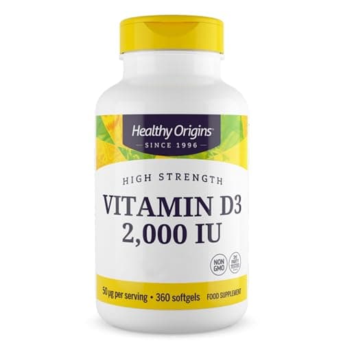 Healthy Origins, Vitamine D3, 2.000 IU, Depot, 360 Capsules, Hautement Dosé, Sans Soya, Sans Gluten, Non-GMO
