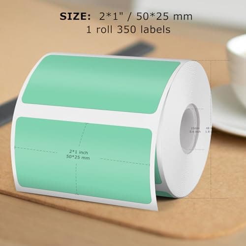 YIKIADA Lot de 350 étiquettes thermiques, vertes, 25 x 50 mm, en vinyle, autocollantes, rectangulaires, imperméables, compatibles avec M110/M220